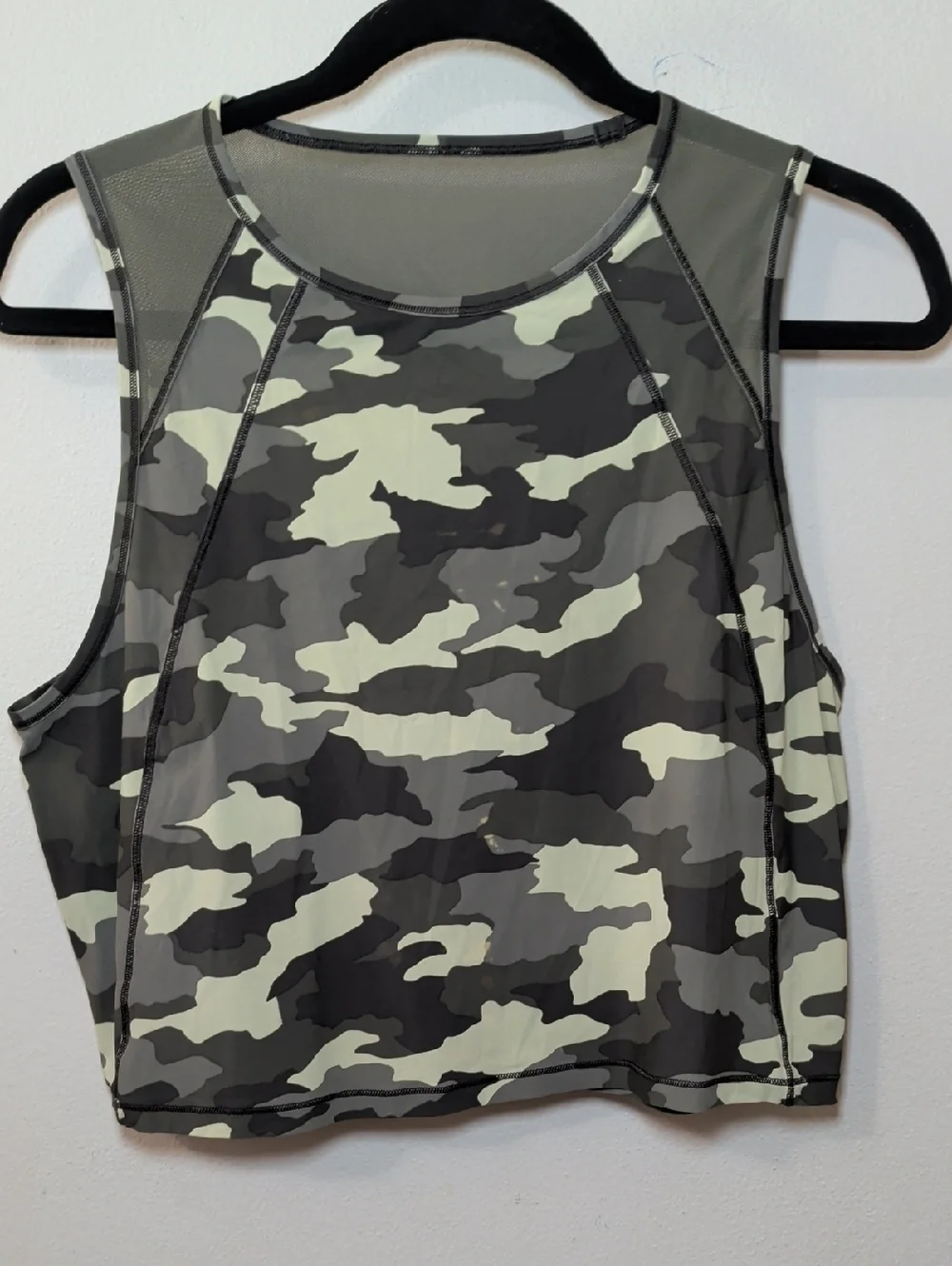 Lululemon Sculpt Cropped Tank Top Heritage 365 Camo Mesh Cutout Women's Size 8*